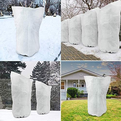 2 Pack Plant Covers Freeze Protection, Thickened Frost Cloth with Drawstring for Outdoor Plants, Reusable, Saving Your Plants (40''×47'')