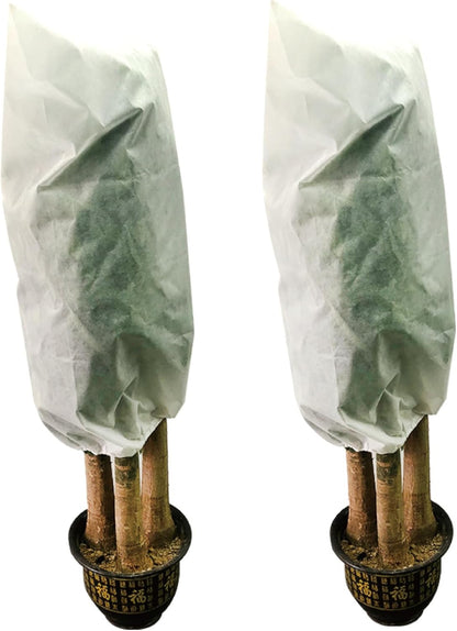 2 Pack Plant Covers Freeze Protection, Thickened Frost Cloth with Drawstring for Outdoor Plants, Reusable, Saving Your Plants (40''×47'')