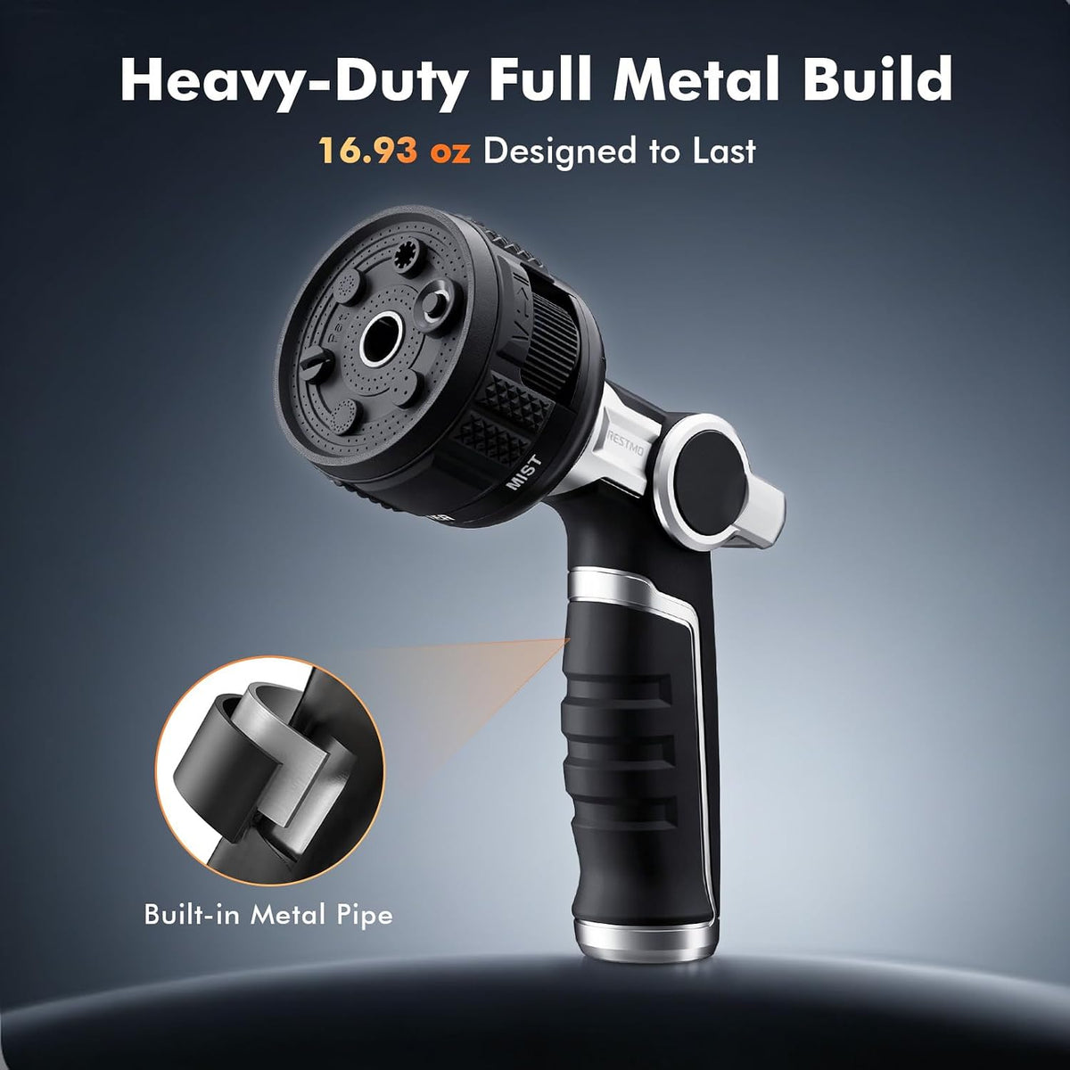 Water Hose Nozzle Heavy Duty, Adjustable Garden Sprayer for Outdoor