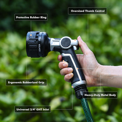 Water Hose Nozzle Heavy Duty, Adjustable Garden Sprayer for Outdoor