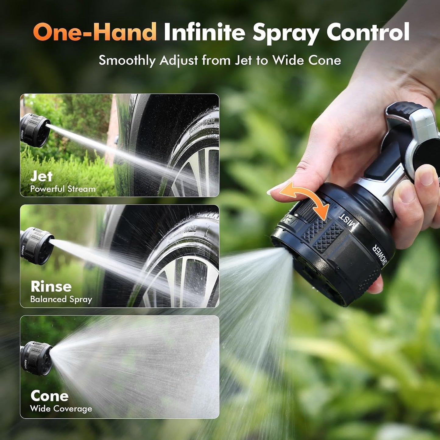 Water Hose Nozzle Heavy Duty, Adjustable Garden Sprayer for Outdoor