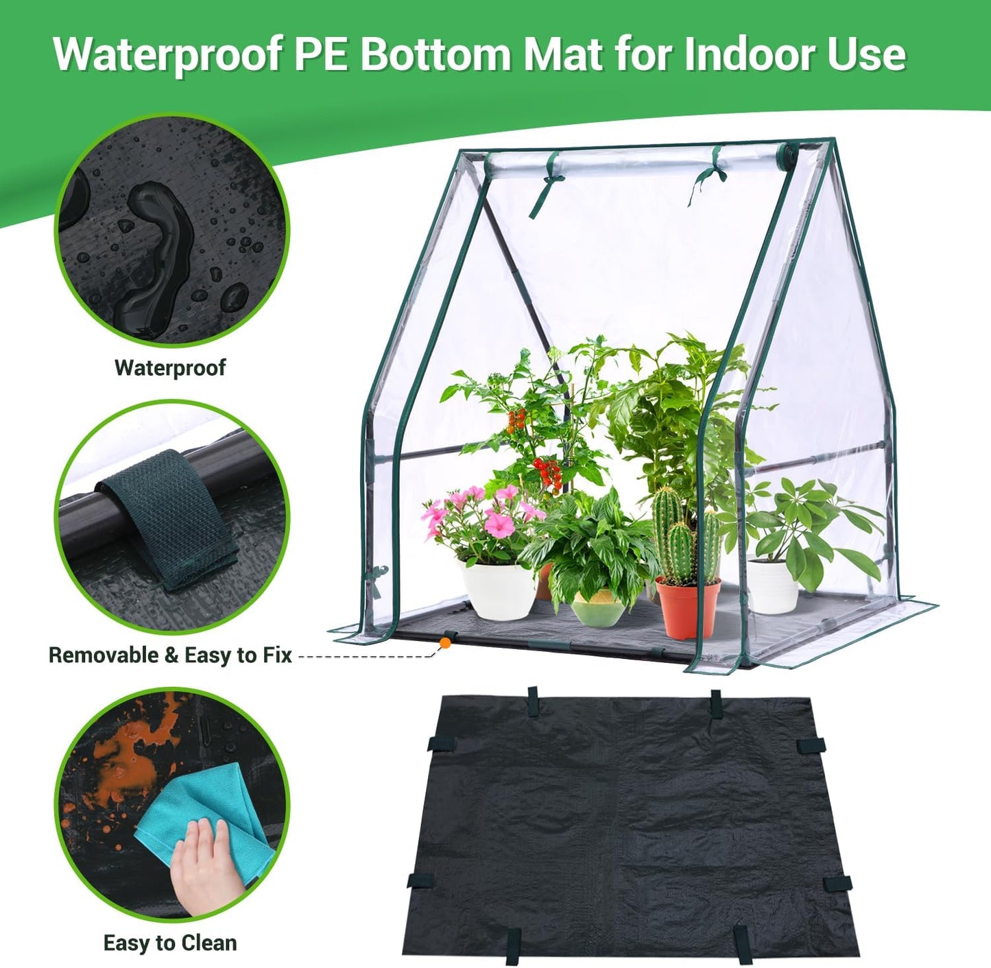 Mini Greenhouse for Indoor Outdoor: Portable Green House with Waterproof Pad for Small Plants Nursery Germination, 36"x36"x42" Light Duty Cover Tent Humidity Dome Seedling Accessory
