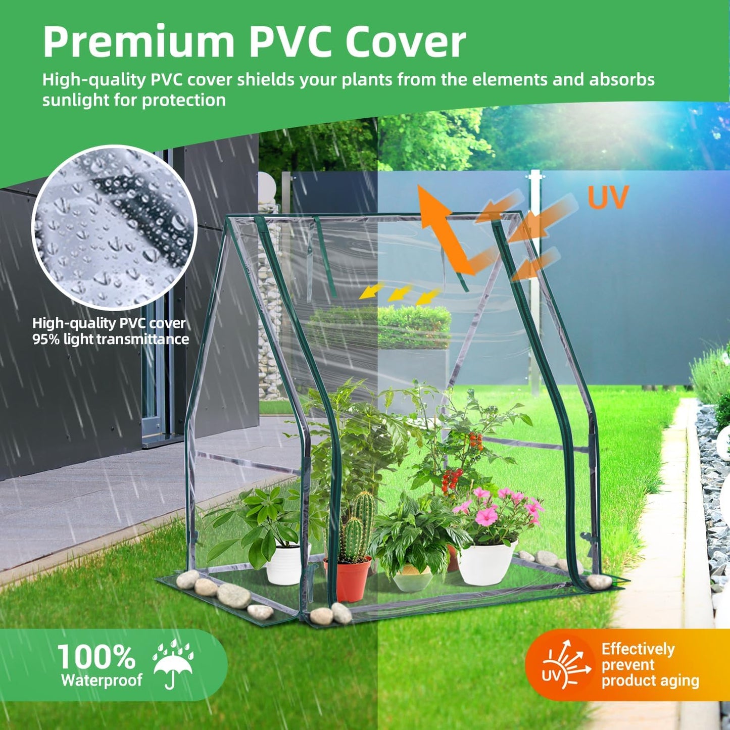 Mini Greenhouse for Indoor Outdoor: Portable Green House with Waterproof Pad for Small Plants Nursery Germination, 36"x36"x42" Light Duty Cover Tent Humidity Dome Seedling Accessory