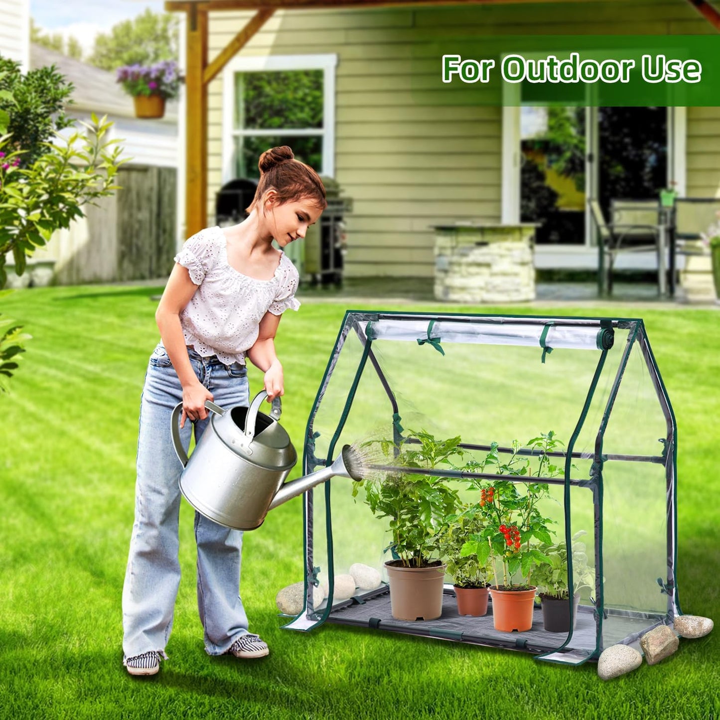 Mini Greenhouse for Indoor Outdoor: Portable Green House with Waterproof Pad for Small Plants Nursery Germination, 36"x36"x42" Light Duty Cover Tent Humidity Dome Seedling Accessory