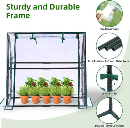 Mini Greenhouse for Indoor Outdoor: Portable Green House with Waterproof Pad for Small Plants Nursery Germination, 36"x36"x42" Light Duty Cover Tent Humidity Dome Seedling Accessory