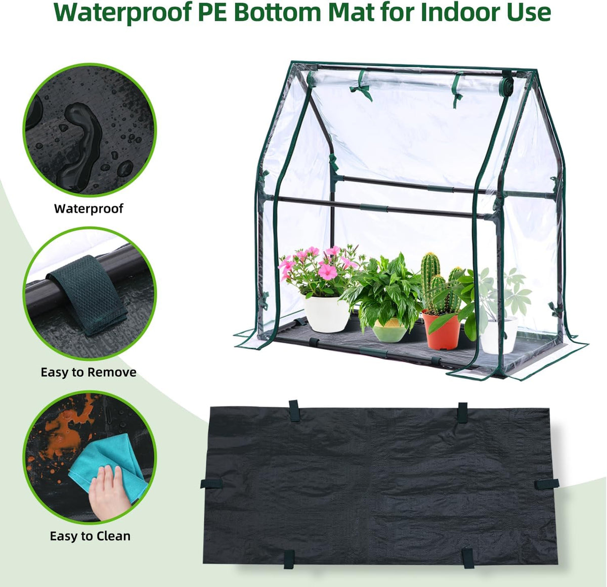 Mini Greenhouse for Indoor Outdoor: Portable Green House with Waterproof Pad for Small Plants Nursery Germination, 36"x36"x42" Light Duty Cover Tent Humidity Dome Seedling Accessory