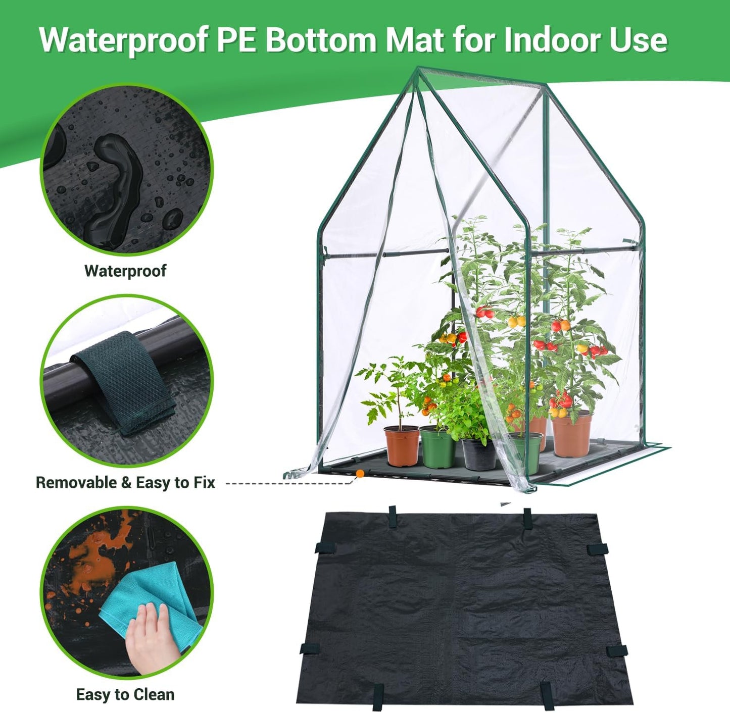 Mini Greenhouse for Indoor Outdoor: Portable Green House with Waterproof Pad for Small Plants Nursery Germination, 36"x36"x42" Light Duty Cover Tent Humidity Dome Seedling Accessory