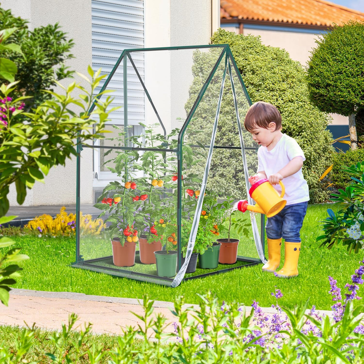 Mini Greenhouse for Indoor Outdoor: Portable Green House with Waterproof Pad for Small Plants Nursery Germination, 36"x36"x42" Light Duty Cover Tent Humidity Dome Seedling Accessory