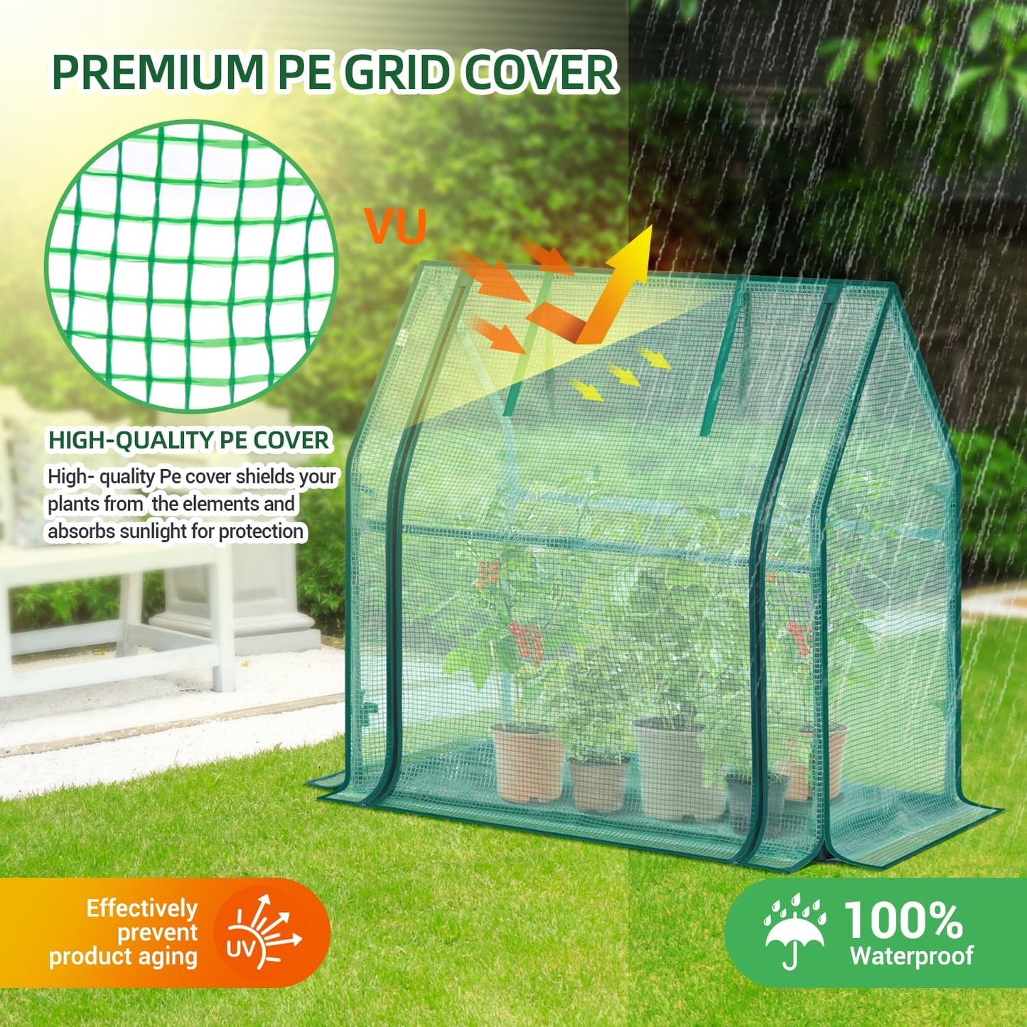 Mini Greenhouse for Indoor Outdoor: Portable Green House with Waterproof Pad for Small Plants Nursery Germination, 36"x36"x42" Light Duty Cover Tent Humidity Dome Seedling Accessory