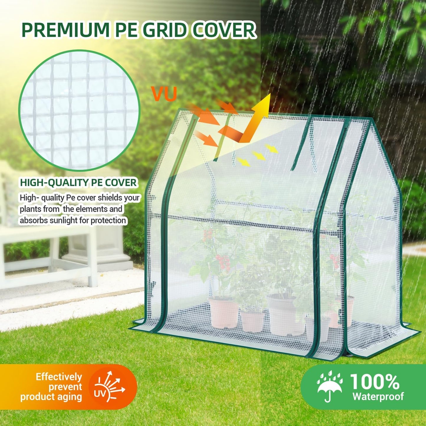 Mini Greenhouse for Indoor Outdoor: Portable Green House with Waterproof Pad for Small Plants Nursery Germination, 36"x36"x42" Light Duty Cover Tent Humidity Dome Seedling Accessory
