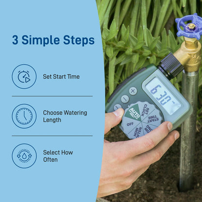 Programmable Digital Hose Watering Timer - 2 Outlet - Battery Powered - with LCD Screen - Built-in Rain Delay - Water-Resistant - 58910