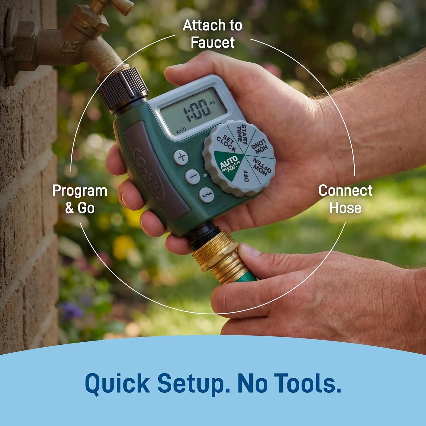 Programmable Digital Hose Watering Timer - 2 Outlet - Battery Powered - with LCD Screen - Built-in Rain Delay - Water-Resistant - 58910