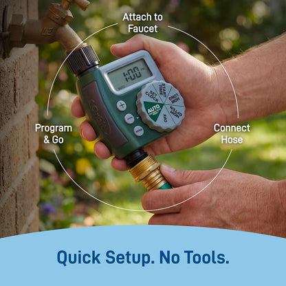 Programmable Digital Hose Watering Timer - 2 Outlet - Battery Powered - with LCD Screen - Built-in Rain Delay - Water-Resistant - 58910