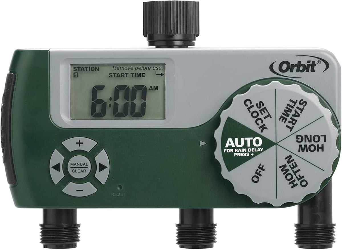 Programmable Digital Hose Watering Timer - 2 Outlet - Battery Powered - with LCD Screen - Built-in Rain Delay - Water-Resistant - 58910