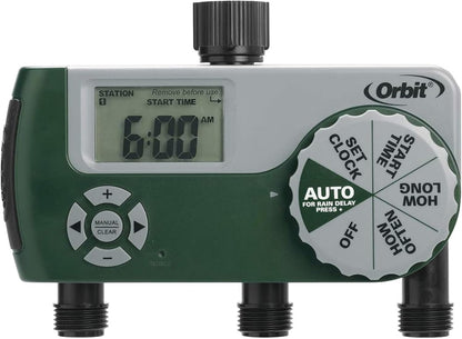 Programmable Digital Hose Watering Timer - 2 Outlet - Battery Powered - with LCD Screen - Built-in Rain Delay - Water-Resistant - 58910