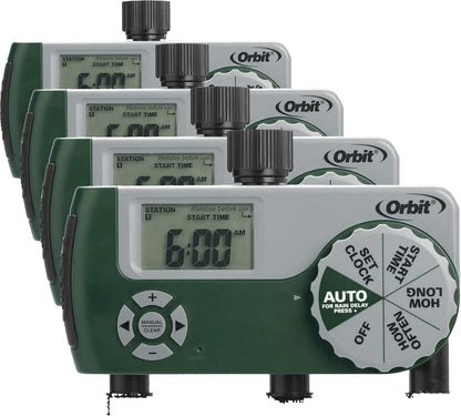 Programmable Digital Hose Watering Timer - 2 Outlet - Battery Powered - with LCD Screen - Built-in Rain Delay - Water-Resistant - 58910