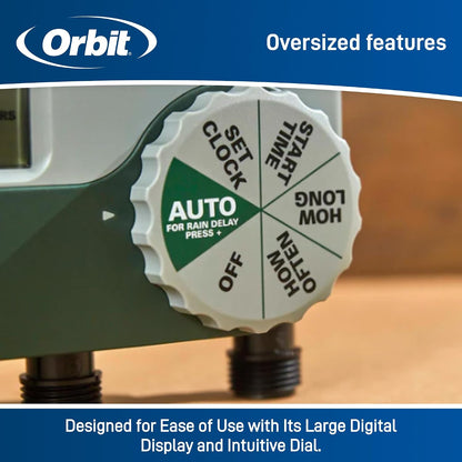 Programmable Digital Hose Watering Timer - 2 Outlet - Battery Powered - with LCD Screen - Built-in Rain Delay - Water-Resistant - 58910