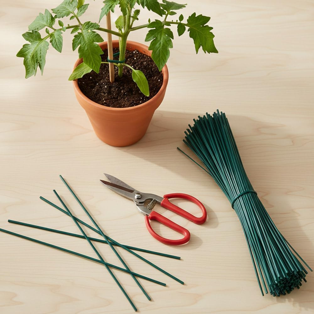 Twist Ties for Plants, 200Pcs 6 Inch Plant Ties Reusable Plastic Garden Twist Tie Green Wire Twist Ties for Plastic Bags Christmas Tree Wreath Gardening Cable Organization Home Office Use