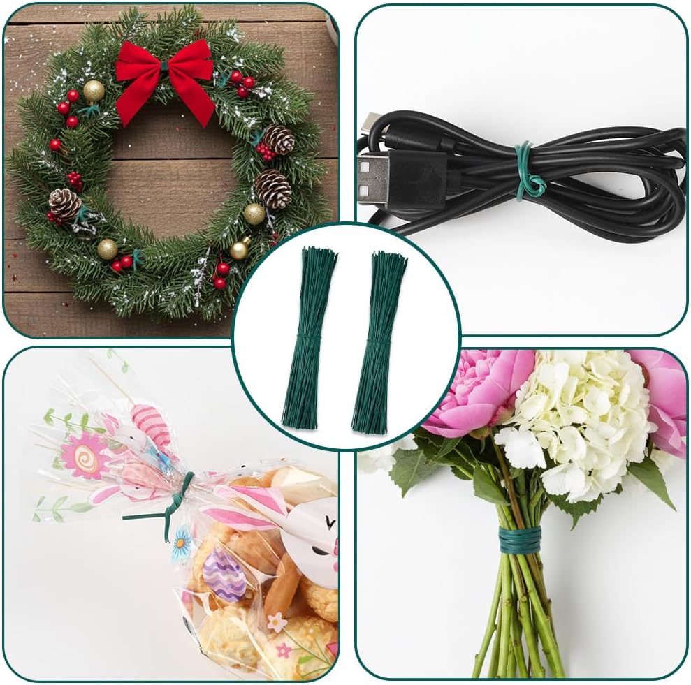 Twist Ties for Plants, 200Pcs 6 Inch Plant Ties Reusable Plastic Garden Twist Tie Green Wire Twist Ties for Plastic Bags Christmas Tree Wreath Gardening Cable Organization Home Office Use