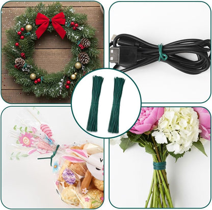 Twist Ties for Plants, 200Pcs 6 Inch Plant Ties Reusable Plastic Garden Twist Tie Green Wire Twist Ties for Plastic Bags Christmas Tree Wreath Gardening Cable Organization Home Office Use