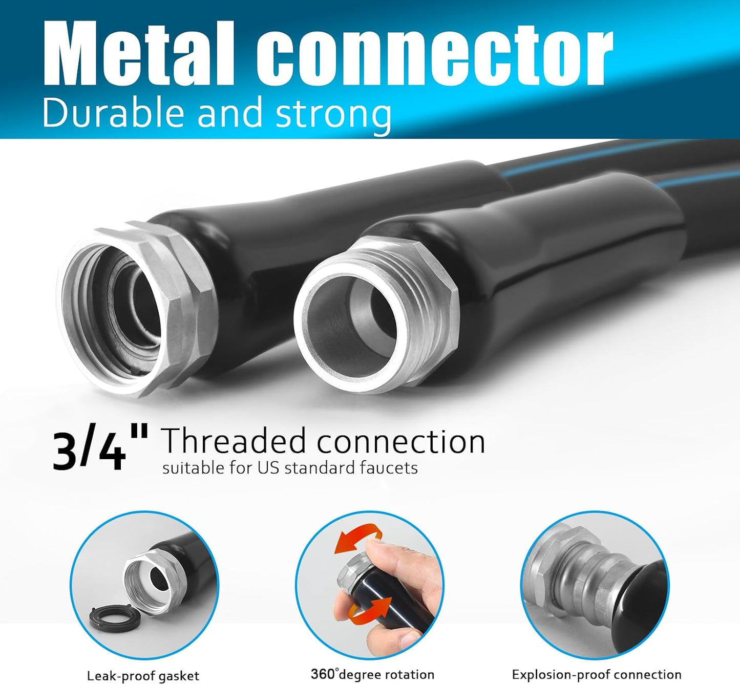 Garden Hose 75ft, Flexible Water Hose with 10 Function Hose Nozzle, Lightweight, Tangle Free, Rust Proof for Yard, Watering(Blue)