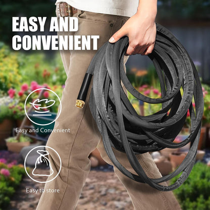 Garden Hose 75ft, Flexible Water Hose with 10 Function Hose Nozzle, Lightweight, Tangle Free, Rust Proof for Yard, Watering(Blue)