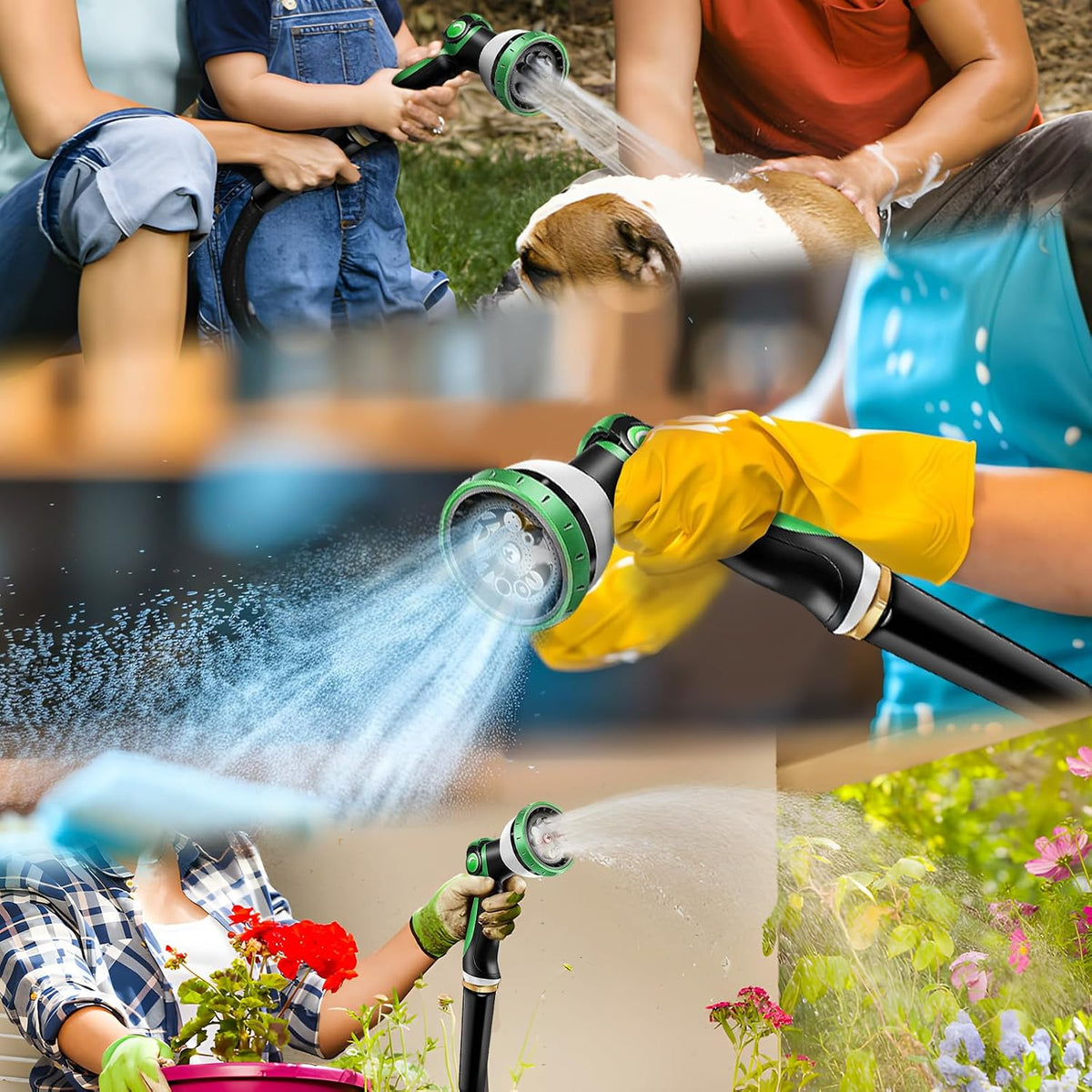 Garden Hose 75ft, Flexible Water Hose with 10 Function Hose Nozzle, Lightweight, Tangle Free, Rust Proof for Yard, Watering(Blue)