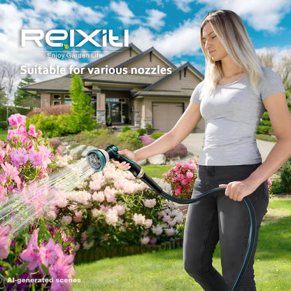 Garden Hose 75ft, Flexible Water Hose with 10 Function Hose Nozzle, Lightweight, Tangle Free, Rust Proof for Yard, Watering(Blue)