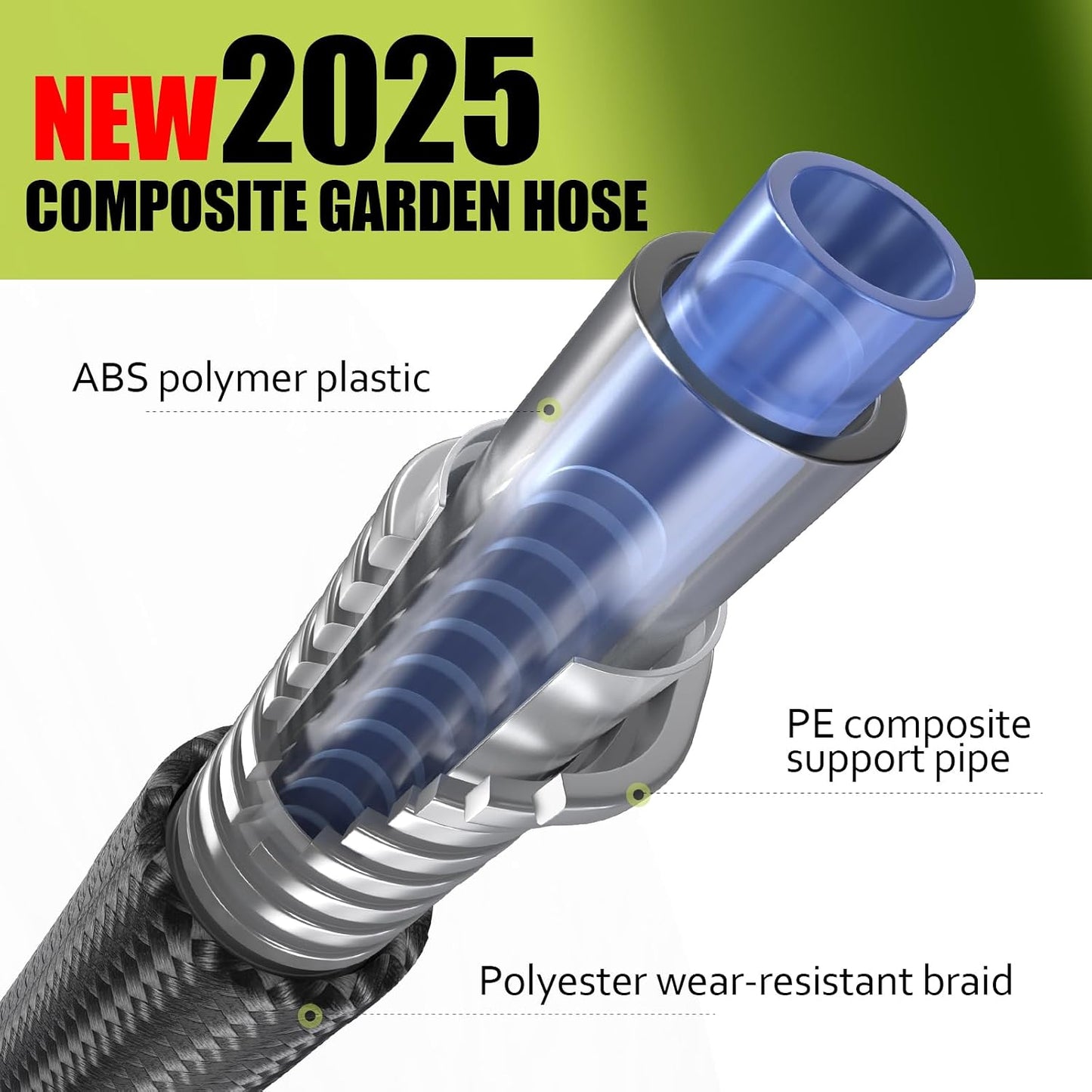 Garden Hose 75ft, Flexible Water Hose with 10 Function Hose Nozzle, Lightweight, Tangle Free, Rust Proof for Yard, Watering(Blue)