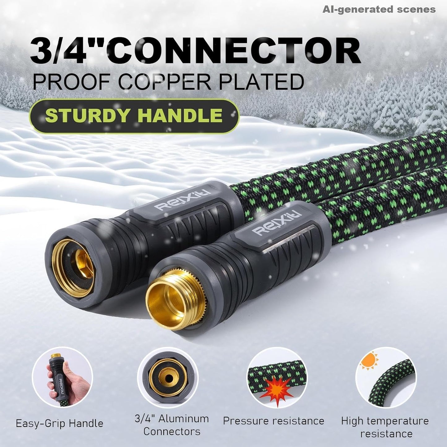Garden Hose 75ft, Flexible Water Hose with 10 Function Hose Nozzle, Lightweight, Tangle Free, Rust Proof for Yard, Watering(Blue)