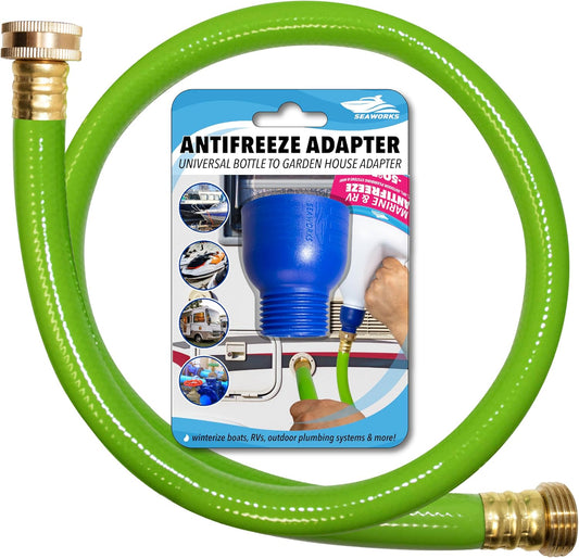 Garden Hose to Antifreeze Bottle Adapter: All-in-One Male and Female Twist Connect Adapter for RV, Camper, Marine & Garden Hose