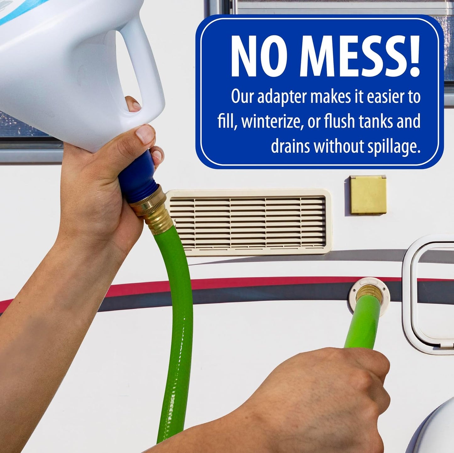 Garden Hose to Antifreeze Bottle Adapter: All-in-One Male and Female Twist Connect Adapter for RV, Camper, Marine & Garden Hose