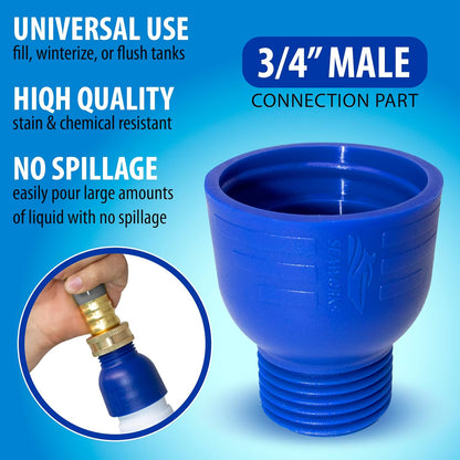 Garden Hose to Antifreeze Bottle Adapter: All-in-One Male and Female Twist Connect Adapter for RV, Camper, Marine & Garden Hose