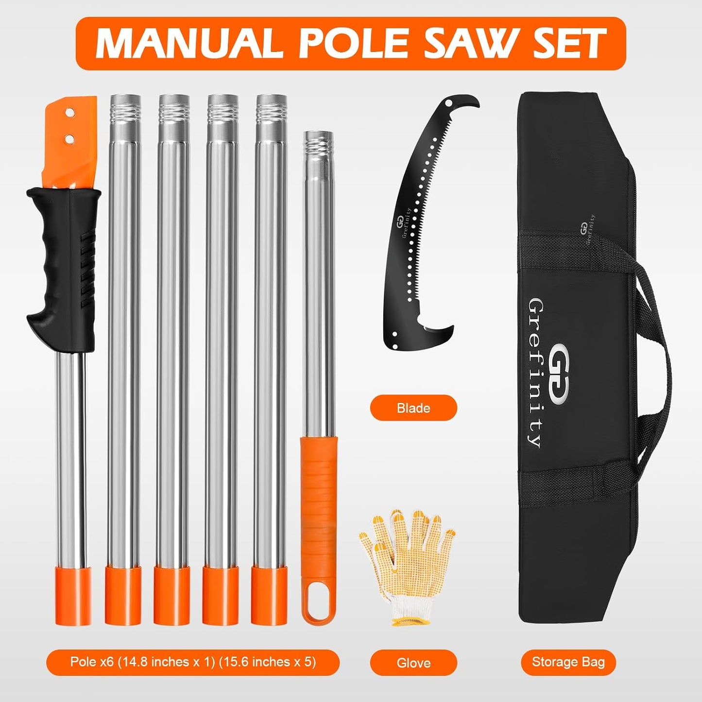 Manual Pole Saw, 7.8 Ft Pole Saws for Tree Trimming