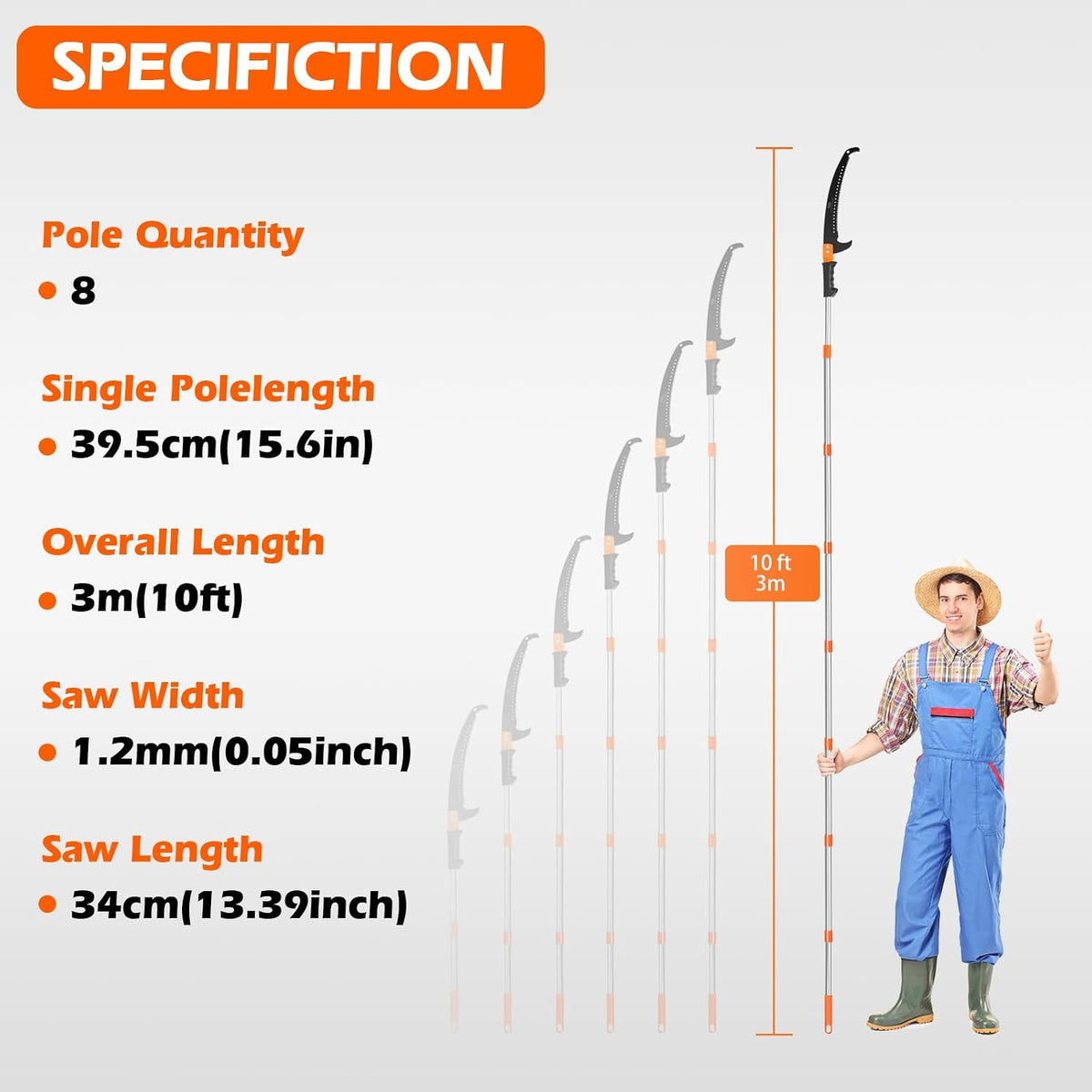 Manual Pole Saw, 7.8 Ft Pole Saws for Tree Trimming