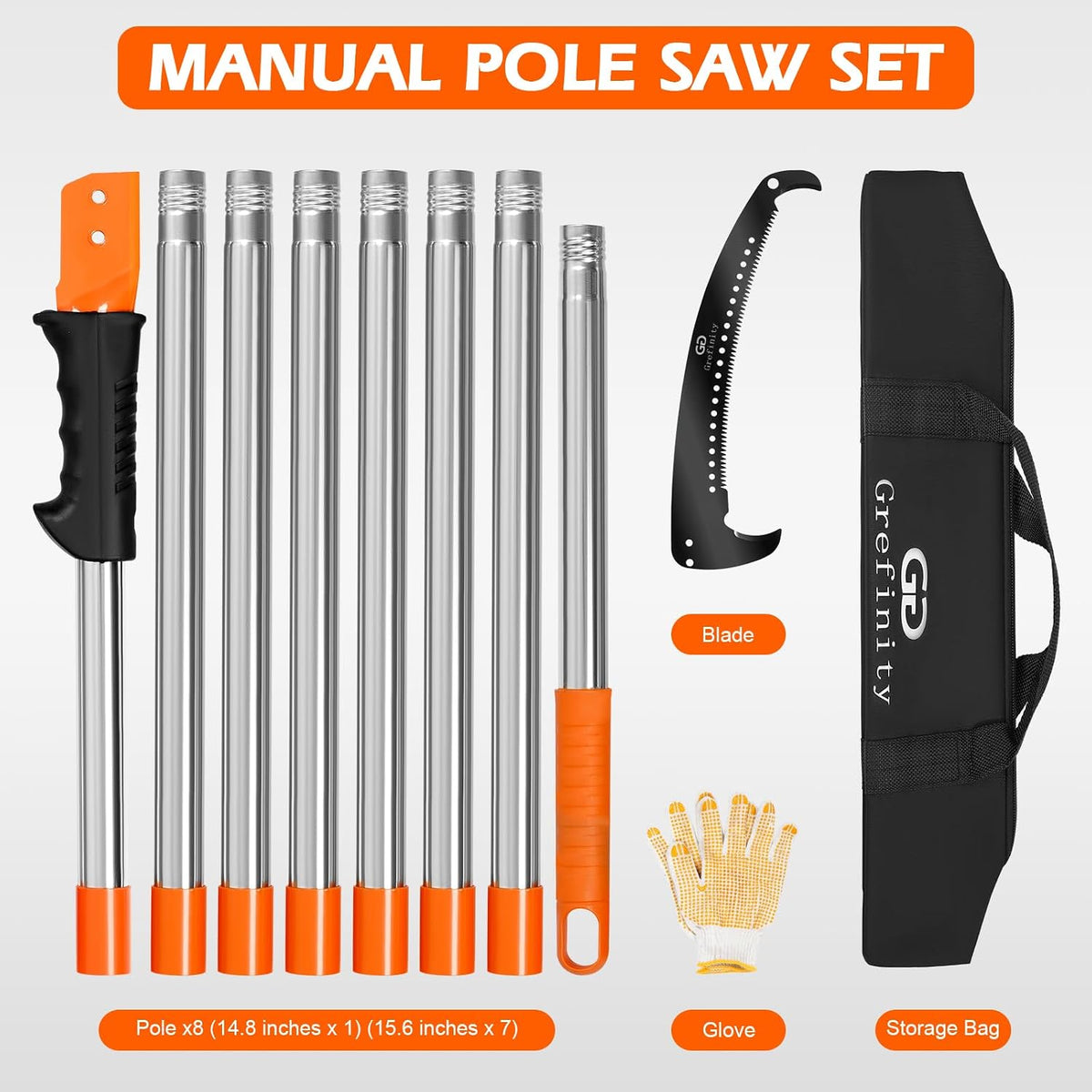 Manual Pole Saw, 7.8 Ft Pole Saws for Tree Trimming