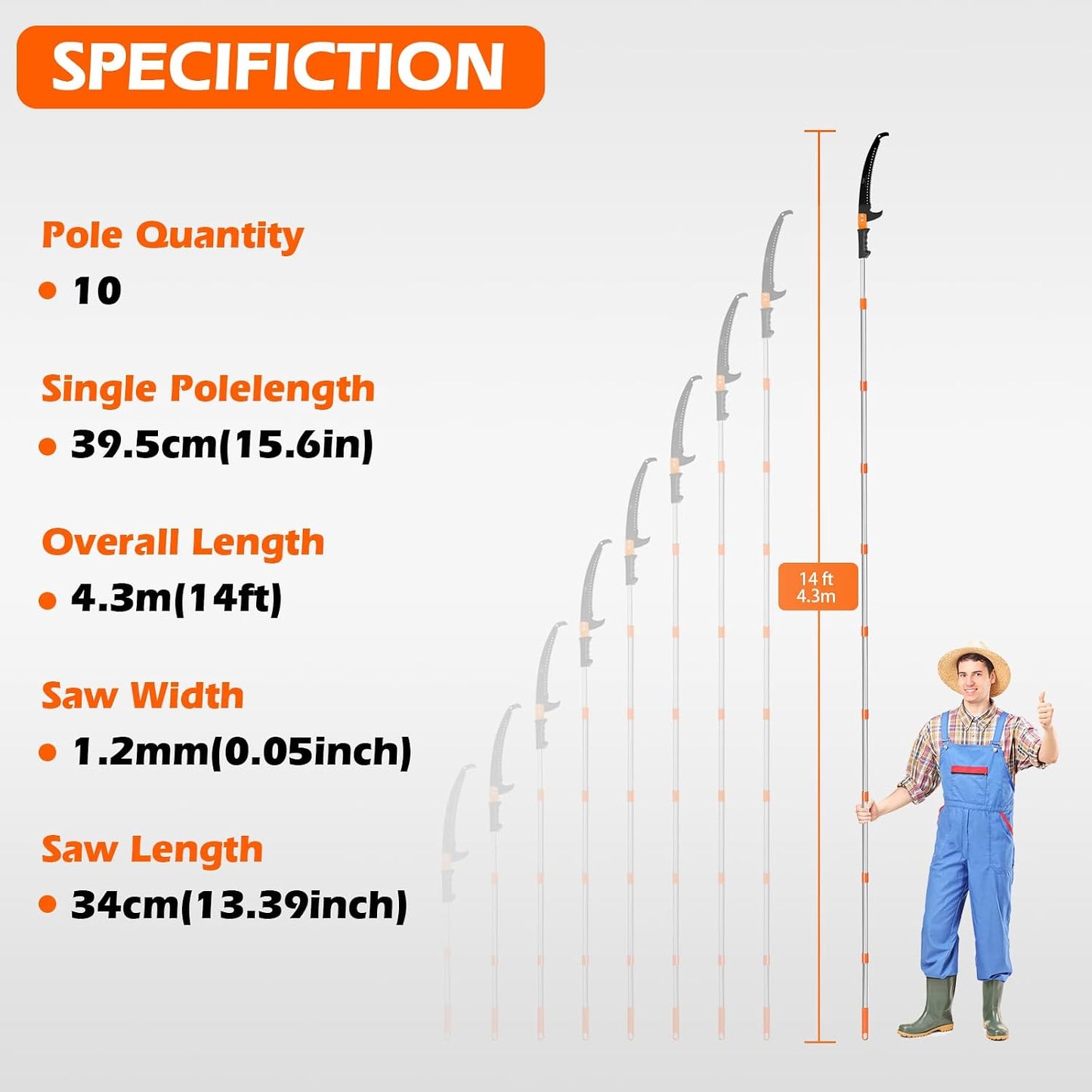 Manual Pole Saw, 7.8 Ft Pole Saws for Tree Trimming