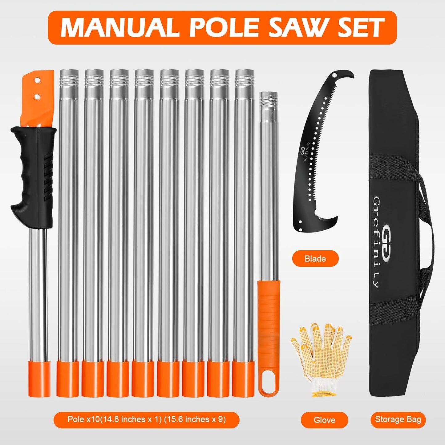 Manual Pole Saw, 7.8 Ft Pole Saws for Tree Trimming