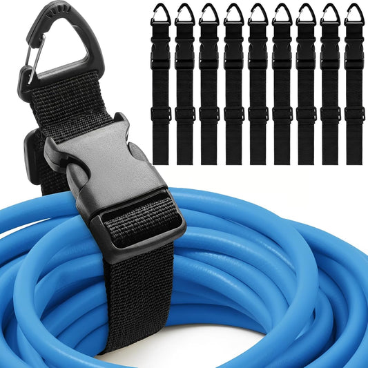 9 Pack Extension Cord Holder Organizer, 17 Inch Heavy Duty Storage Straps with Triangle Clips for Garage Organization, Workshop, RV, Garden Hose(9)