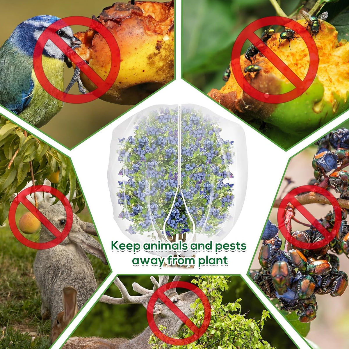7.8 x 7.8 ft Large Fruit Tree Netting Cover with Zipper and Drawstring,Garden Insect Netting Plant Cover Transparent Bird Plant Barrier Flower Fruit Mesh Screen for Preventing Deer Squirrel Bugs