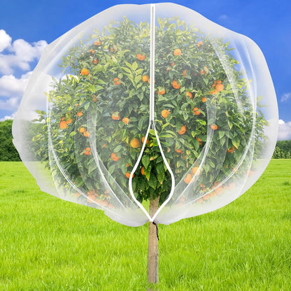 7.8 x 7.8 ft Large Fruit Tree Netting Cover with Zipper and Drawstring,Garden Insect Netting Plant Cover Transparent Bird Plant Barrier Flower Fruit Mesh Screen for Preventing Deer Squirrel Bugs