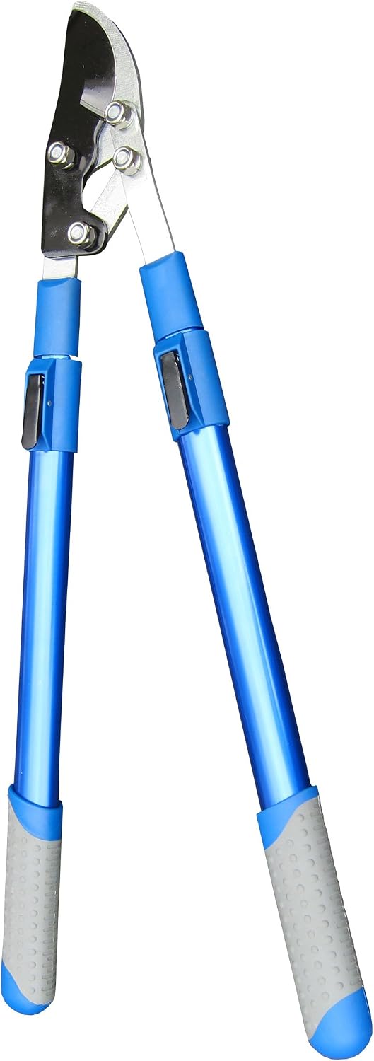 Professional Compound Action Bypass Lopper - Expandable from 28Inches to 40Inches - Heat Treated Stainless Steel Blade - Aluminium Handle - Soft Touch Grip - Telescopic Power Leverage Lopper 40-Inch