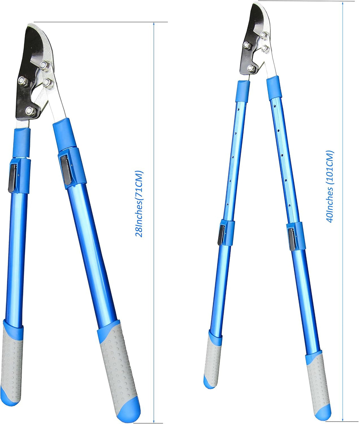 Professional Compound Action Bypass Lopper - Expandable from 28Inches to 40Inches - Heat Treated Stainless Steel Blade - Aluminium Handle - Soft Touch Grip - Telescopic Power Leverage Lopper 40-Inch