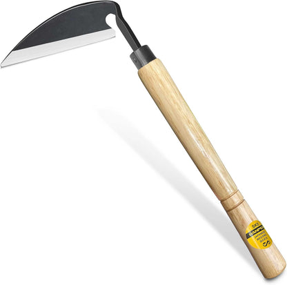 Japanese Weeding Sickle, Wide Blade Gardening Tools - Premium Quality Hand Hoes/Weeding Sickle Have Very Sharp Edge for Quick Work (Long Handle)