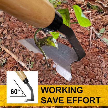 Japanese Weeding Sickle, Wide Blade Gardening Tools - Premium Quality Hand Hoes/Weeding Sickle Have Very Sharp Edge for Quick Work (Long Handle)
