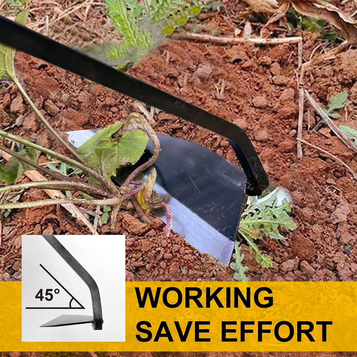 Japanese Weeding Sickle, Wide Blade Gardening Tools - Premium Quality Hand Hoes/Weeding Sickle Have Very Sharp Edge for Quick Work (Long Handle)