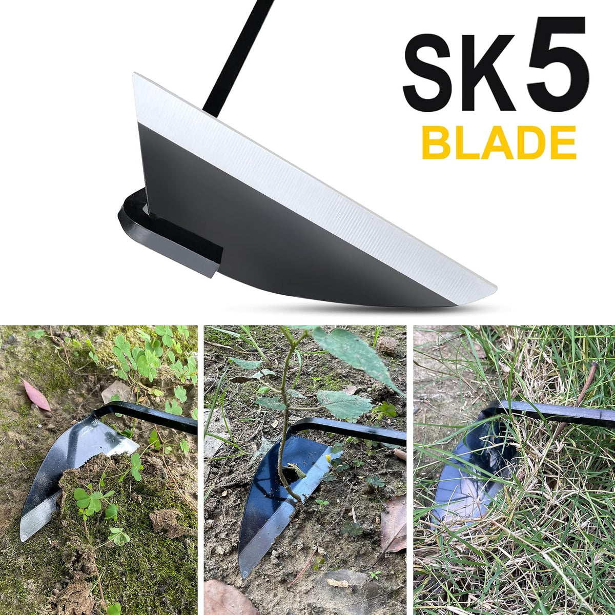 Japanese Weeding Sickle, Wide Blade Gardening Tools - Premium Quality Hand Hoes/Weeding Sickle Have Very Sharp Edge for Quick Work (Long Handle)