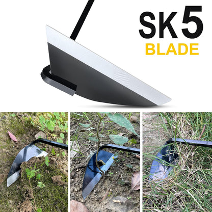 Japanese Weeding Sickle, Wide Blade Gardening Tools - Premium Quality Hand Hoes/Weeding Sickle Have Very Sharp Edge for Quick Work (Long Handle)