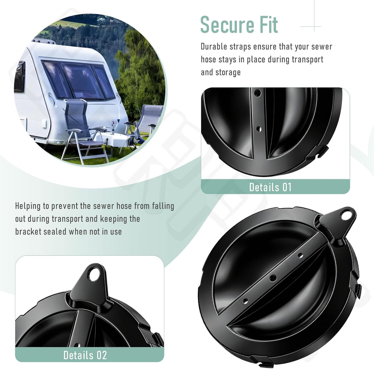 2 Pack A040338BK Cap/Strap for Hose Carriers for Valterra RV