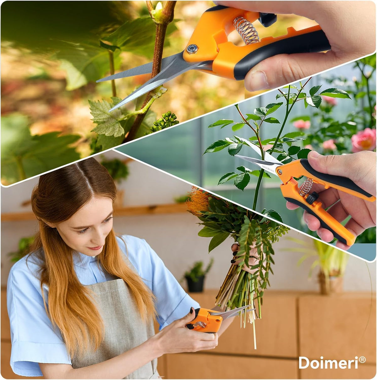 2 Pack Pruning Shears, 6.5” Gardening Scissors with Sharp Stainless Steel Blades and Comfort Grip, Perfect for Fine Pruning, Plants/Bonsai Clipping, Ideal Gift for Plant Lovers